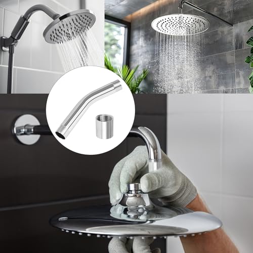 FLEXNOVA 2 Stück Duschkopf Verlängerung, Duschkopfverlängerung 1/2 Zoll Duscharm mit 2m Gewindedichtband und 4 Unterlegscheiben Handbrause Verlängerung Solardusche Ersatzteile für Duschkopf Badzimmer