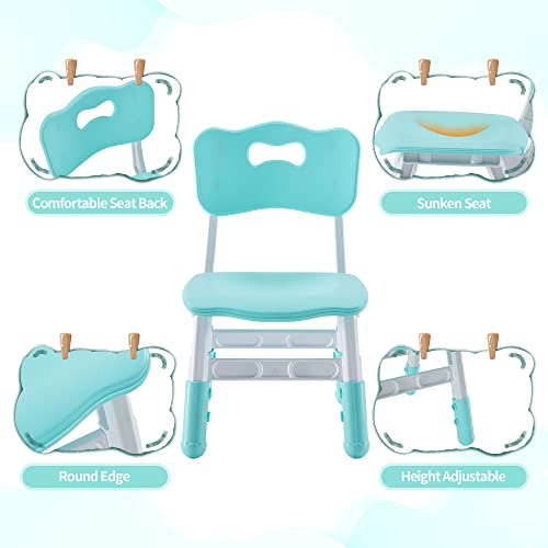 Doreroom 3 Level Height Adjustable Kids Chair, Durable Chair For Kids Indoor Or Outdoor Use For Ages 2-6, Toddler Table Chair For Boys And Girls For Daycare, Classroom, Home, Mint Green #TOP3