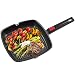 OZAVO Poêle Grill Antiadhésive avec Manche Amovible - Poêle Gril Carré à Frire Fonte d'Aluminium - Compatible avec Toutes Sources de Chaleur (Induction Incluse) - Sans PFOA, 28x28x4,3CM, Noir