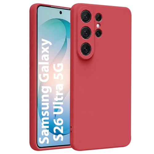 Image of LIRAMARK Liquid Silicone Soft Back Cover Case for Samsung Galaxy S26 Ultra 5G| Soft Micro-Fibre Lining Inside | Camera Protection Bump (Red)
