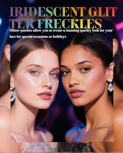 Image of Makeup Patches, Holographic Multichrome Stickers Temporary Face Tattoos, Body Face Glitter for Women Girls, Country Concerts Singer Festival Rave Accessories (iridescent - 10 pcs)