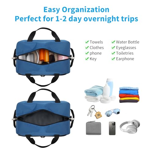 Image of Apenze Small Gym Bag 14 inch lightweight Carry On Mini Duffel Bag with D-Ring for Travel Sport - Blue