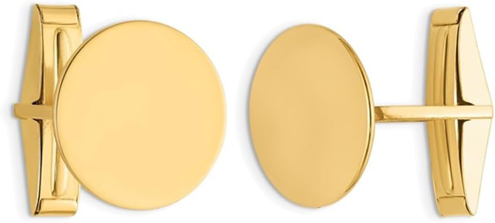 Mens Round Polished Cuff Links in 14K Yellow Gold
