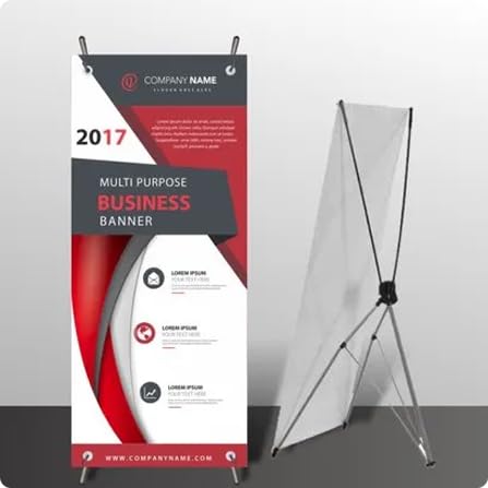 Personalised X Pop Up Banner Stand 2FT X 5FT (61CM X 152.4CM) Customised X Pop Up Banner with Stand Free Artwork Design Heavy Duty PVC 510 GSM Vinyl Banner Indoor/Outdoor X Pop Banner Stand