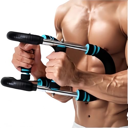 ユー型腕力器 男性用 可調節バネ 三孔位多段階調整 30-60kg 防滑グリップ 家庭・ジム・オフィス向け 胸筋・腕筋トレーニング器具 ブルー・ブラック