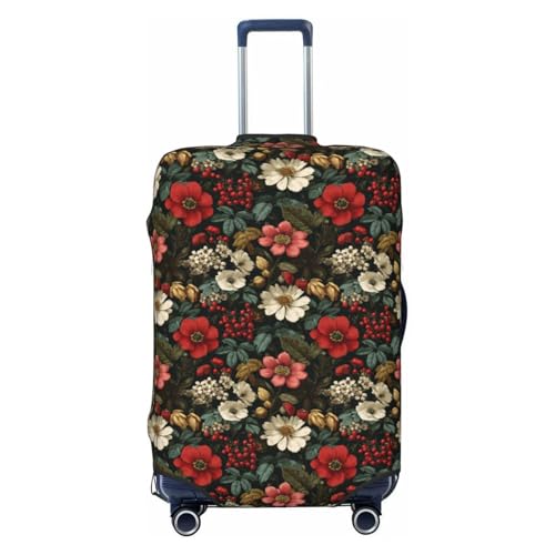 White Red Botanical Flowers Elastic Travel Luggage Covers Dustproof Scratch-Resistant Suitcase Protector Fit 22-24 Inch