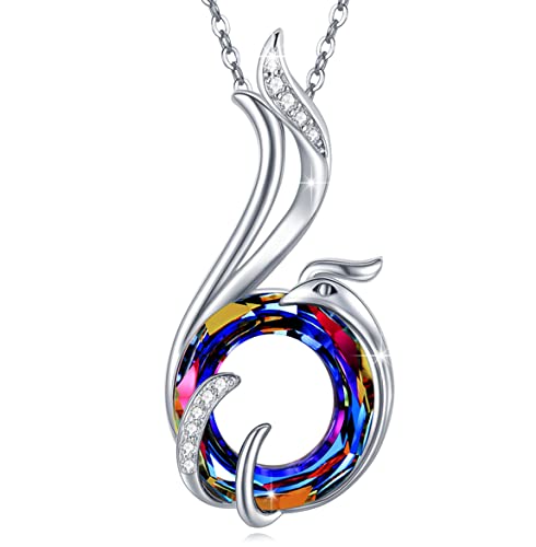 Phoenix Necklace 925 Sterling Silver Nirvana of Phoenix Necklace with Austria Crystal Phoenix Jewelry Gifts for Women Girls Birthday Anniversary Jewelry for Women Wife Lover