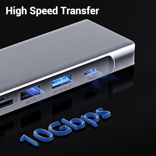 XUMIUZIY USB C Hub 8 in 1 Aluminum Alloy, Type C Dock with 4K Video Output Aluminum Construction for Pro Display AR Smart Glasses