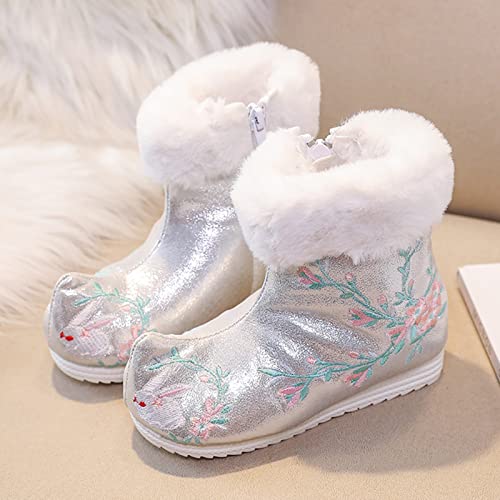sfdgfhyf Ankle Shoes for Toddler Children Ankle Boots Warm Cotton Boots Embroidered Boots 3 to 13 Years National Cotton2