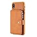 Produktbild Boloker für iPhone XR Hülle (6,1 Zoll) + Displayschutz, Reißverschluss Flip PU Leder Schutzhülle Stand Handy Tasche Brieftasche Unterstützung Wallet Case Cover [Magnetisch] (Kaffee)