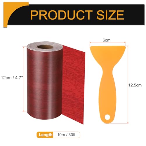 Image of HARFINGTON Wood Grain Repair Tape 4.7 Inch x 33ft Self Adhesive Repair Patch Tape Simulated Wooden Floor Tapes with Plastic Scraper for Tables Doors Windows Furniture, Walnut