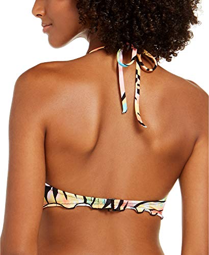 Sundazed Top de biquíni feminino Paradise Palm Nixie com babados e borda, Palma paraíso, 36D