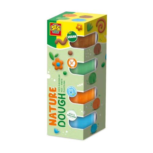 Ses Creative Feel Good Pâte à Modeler | Nature | Jouets pour bébé | Argile | Végan et sans Gluten | Made in Holland | pour Les Enfants Dès 1 an | 4 Couleurs | 4x90gr | 00513