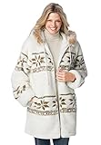 Woman Within Women's Plus Size Faux Fur Snowflake Print Hooded Jacket - 2X, Ivory Snowflake Fair Isle Multicolored