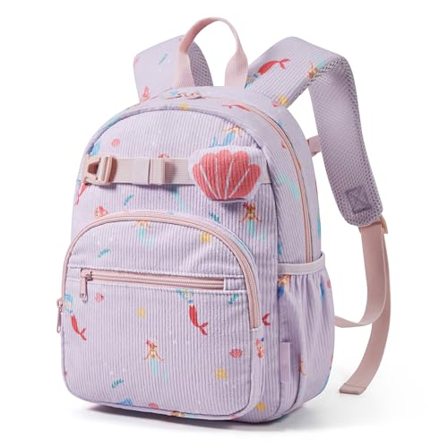 mommore Toddler Backpack Corduroy Kids Backpack for Girls 2-4 13 H Cute Preschool Kindergarten Bookbag Daycare School Bag for Children - Mermaid