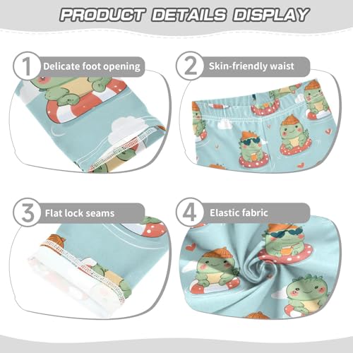 Cute Dinosaur Cloud Heart Girls Leggings Ultra Soft Compression Yoga Gym Pants for Kids 4-10T3