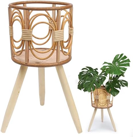 Rattan Plant Stand, Wicker Plants Baskets Indoor, Small, Cute Han...