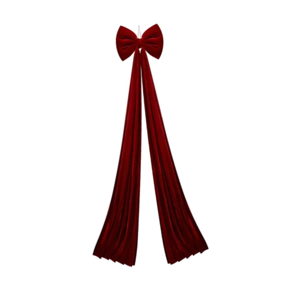 Grande fiocco natalizio, punta per albero di Natale, fiocco, porta di casa, per interni ed esterni, decorazione per feste, vacanze, decorazioni natalizie in velluto (rosso vinaccia)