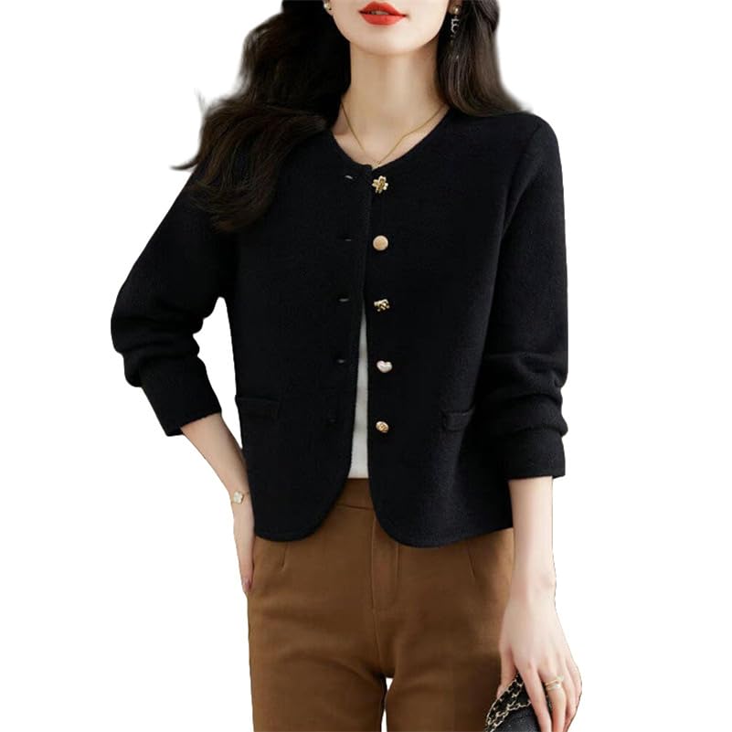 Cardigan en tricot femme contre le froid de l'automne style tweed