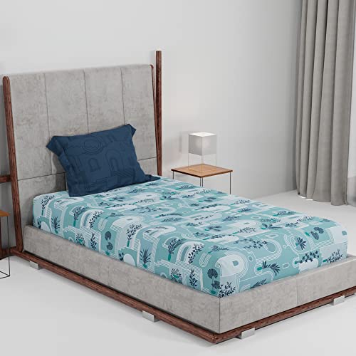 Image of Trident 144 Thread Count 100% Cotton Bedsheet, Single Size, Abu Dhabi Blue
