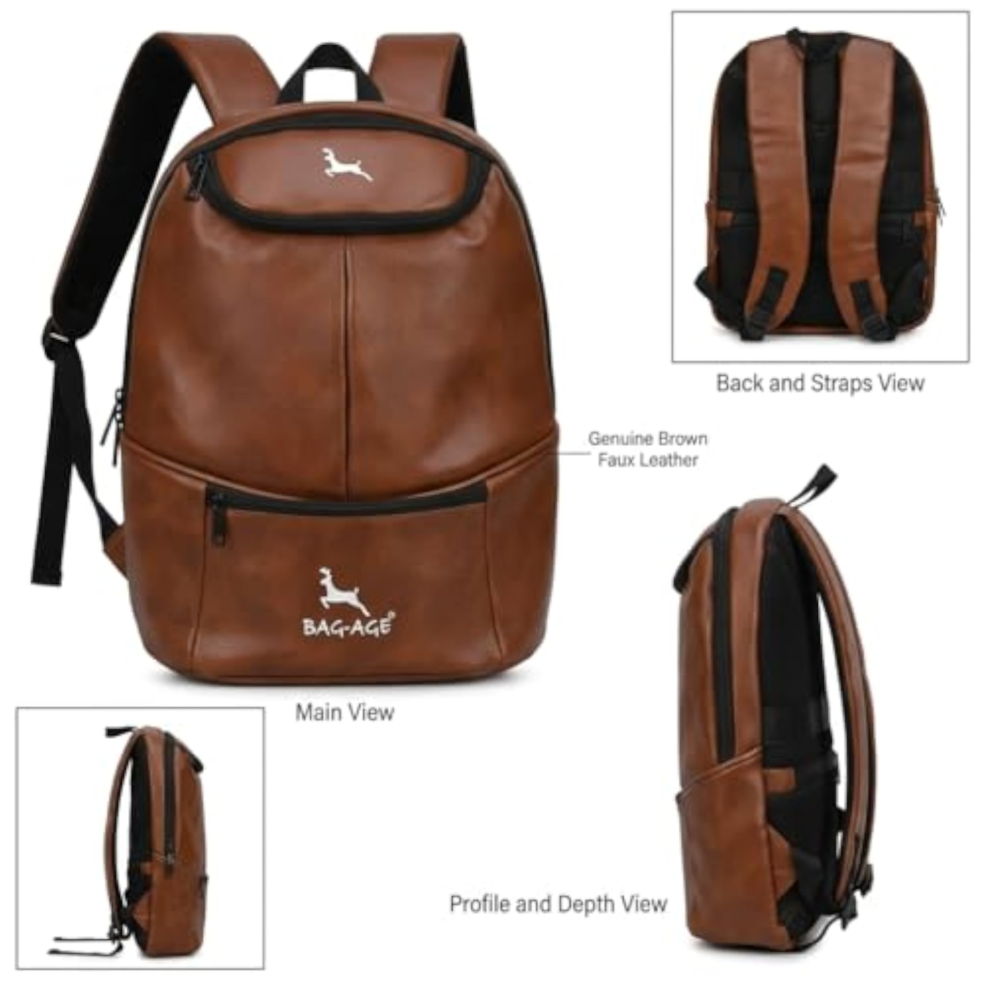 Faux Leather Anti-Theft Laptop Backpack for Men & Women