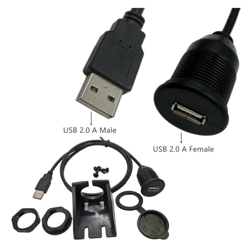 1 メートル 2 メートルカーボートフラッシュマウント USB 3.0 A オス - メス + HDMI 互換延長ケーブルリード取付パネル(1M,USB2.0 1 Port)