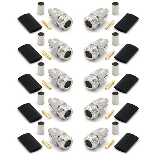 Connecteur N femelle plaqué or de haute précision pour câble RG8X