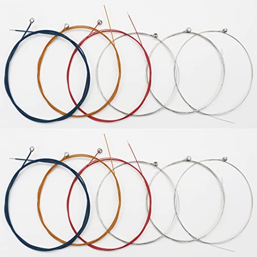 Colorful Strings For Electric Guitar 2 Full Sets, Nickel Plated Ball Head High Carbon Steel Core, Color Coated Alloy Wound Electric Guitar Strings. Light. 09-42. (6 Strings/Set) #TOP1