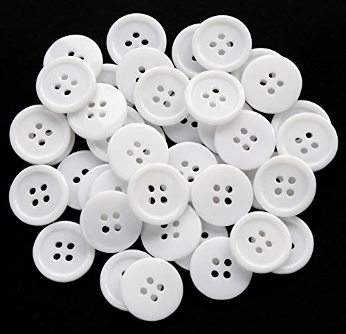 Ganssia 23/32 Inch (17.5Mm) White Color Buttons Sewing Flatback Button For Shirt Garment Sewing Or Crafts Pack Of 100 Pcs #TOP4