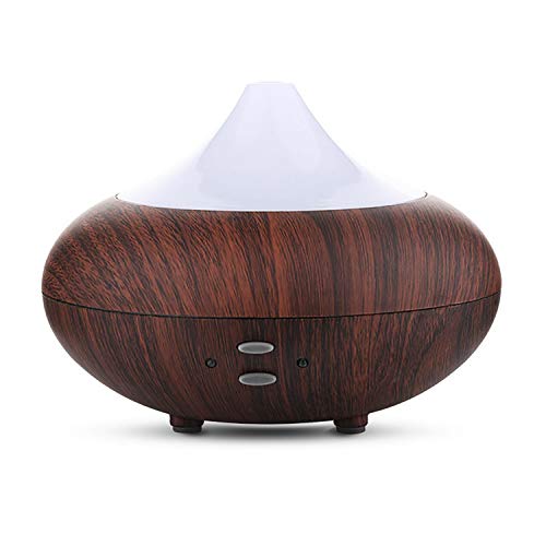 Wood Grain 180ml Cool Mist Humidifier USB Ultrasonic Aroma Essential Oil Diffuser with 7 Color LED Lights (dark wood grain)