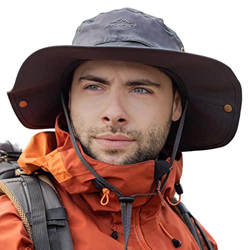 Comhats - Comhats Grand chapeau de soleil pour homme XL – XXL, large bord UV Safari Bonnie Chapeaux pour l'été, la randonnée, la pêche, la marche, imperméable et coupe-vent, 60 à 66 cm, gris foncé, M/L