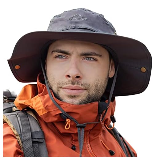 Comhats Large Sun Hat Men XL - XXL, Wide Brim UV Safari Bonnie Hats for Summer Outdoor Hiking Fishing Walking, Waterproof & Windproof Dark Grey 63-66cm