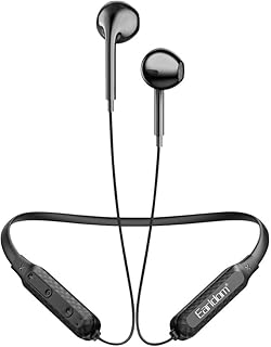 سماعة أذن بلوتوث مغناطيسية BH75 رياضية معلقة مع ميكروفون ستيريو - أسود