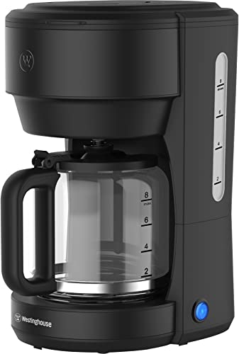 WESTINGHOUSE Kaffeemaschine Basic-Serie, Filterkaffeemaschine für bis zu 10 Tassen, Permanentfilter, Glaskanne, Tropfschutzsystem, Warmhaltefunktion bis zu 30 Minuten, Wasserstandsanzeige, schwarz