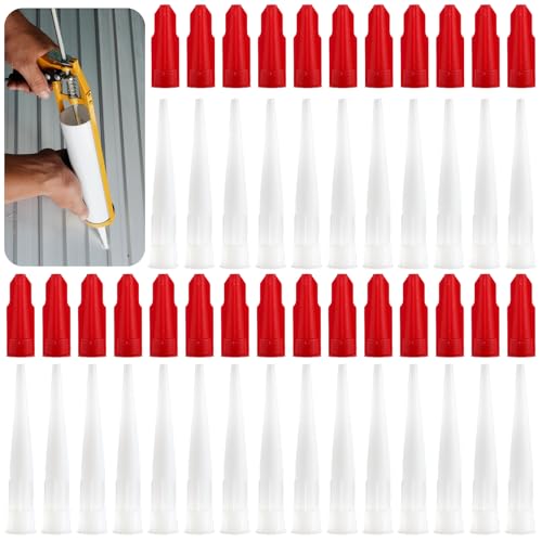 25 Pz Beccucci per Cartuccia in Silicone, incluse 25 Pz Ugelli In Silicone e 25 Pz Tappi Sigillanti per Calafatare, Ugelli per Cartuccia, Punte di Ricambio per Pistola per Calafataggio