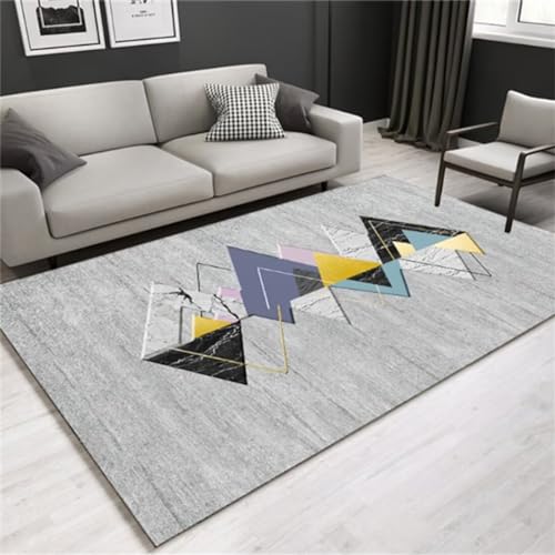 Grand tapis de salon gris moderne 80x200cm géométrique pour chambre - 2