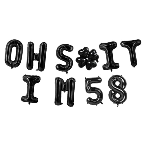 Image of Oh I'm 58! Latex Balloons 16 Inch Black Hallo Fifty Eight Cheers to 58 Years Old Theme Decor for Man Woman Happy 58th Birthday Party Photo Studio Prop Flag Decorations Favors Supplies
