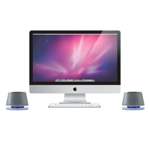 Image of Satechi Dual Sonic Speaker 2.0 Channel Computer Speakers (Silver) for Apple MacBook Pro Air /Asus /Acer /Samsung /Dell /Toshiba /HP /Sony Vaio and More