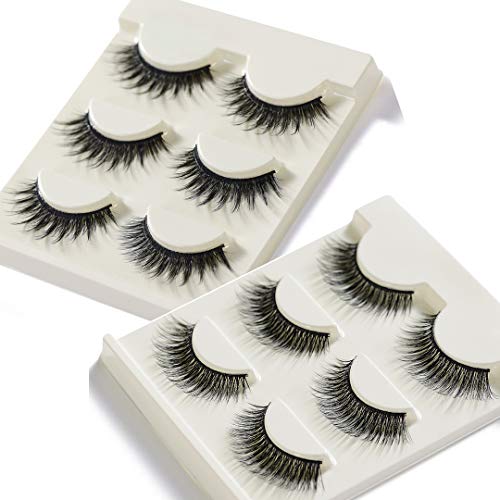 Eyelashes Dance, 3D False Eyelashes Hand-made Luxury Fashion Fake Lashes Black Nature Fluffy Long Soft Reusable, 6 Pair 2 Styles, With Free EyeLash Tweezers (02&36)