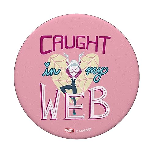 Marvel Spider-Gwen Valentine’s Day Love Caught In My Web PopSockets Swappable PopGrip, Black - Image 3