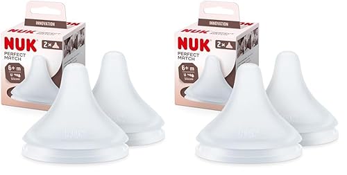 NUK Perfect Match Babyflaschentrinksauger | Ab 6 Monate | Passt sich dem Baby an | Anti-Colic | BPA-frei | Silikonsauger für Flaschen, Universal | 2 Stück (Packung mit 2)