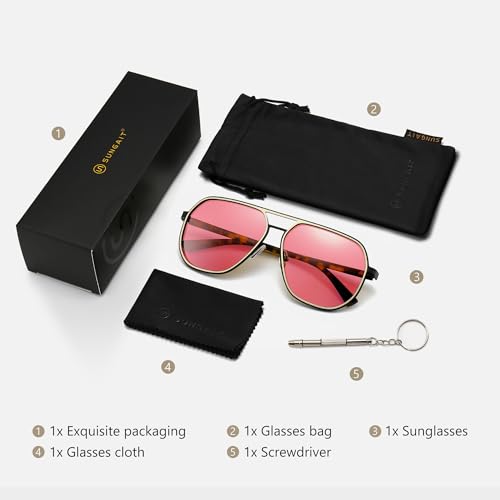 Image of SUNGAIT Polygon Aviator Sunglasses for Men Polarized Trendy Square Sun Glasses Retro Pilot Shades UV Protection