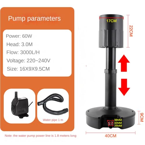 Skimmer para estanque 60W, limpieza de superficie ajustable miniatura 2