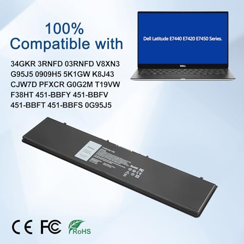 Batterie Exmate Dell Latitude E7440 cellules haute durabilité - 3