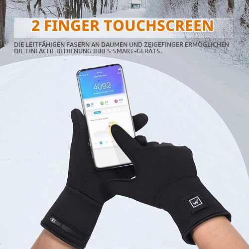 Beheizbare Dünne Handschuhe Damen Herren, Wiederaufladbare Heizhandschuhe gegen Arthritis, Raynaud, Ideal für Skifahren, Snowboarden, Radfahren, Wandern