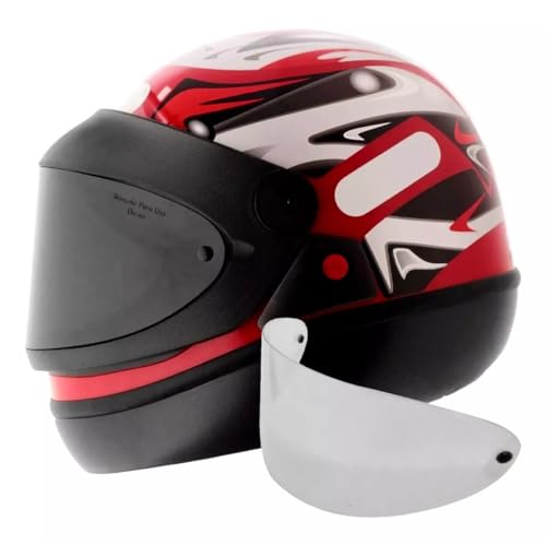 Capacete Moto San Marino Automático Vermelho Grafic Taurus Mais Viseira Fume (58)