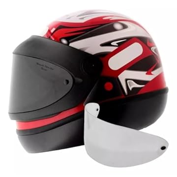 Capacete Moto San Marino Automático Vermelho Grafic Taurus Mais Viseira Fume (56)