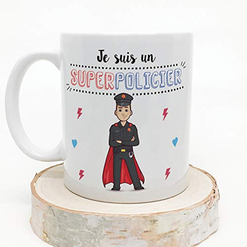 MUGFFINS (Taza en francés) Policeman Tazas originales de café y desayuno para obreros profesionales. Soy un Super… - Imagen 5