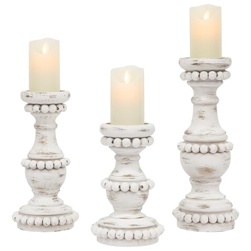JUMBO DECOR Farmhouse Large Candle Holders for Pillar Candles, Rustic