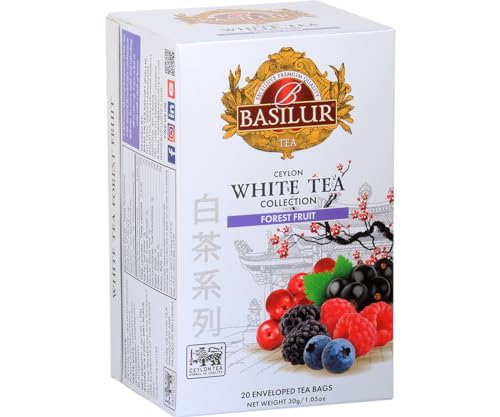 Basilur Ceylon White Tea | Forest Fruit | 20 Biodegradable Tea Bags | Natural Fruit Flavors | Ethically Sourced & Packed in Sri Lanka